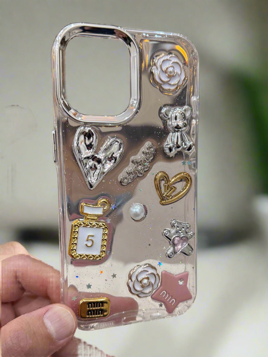 3D Glitter Charms Shockproof Case for iPhone 16
