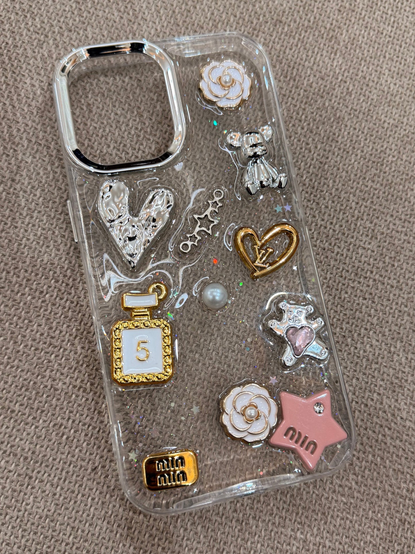 3D Glitter Charms Shockproof Case for iPhone 16