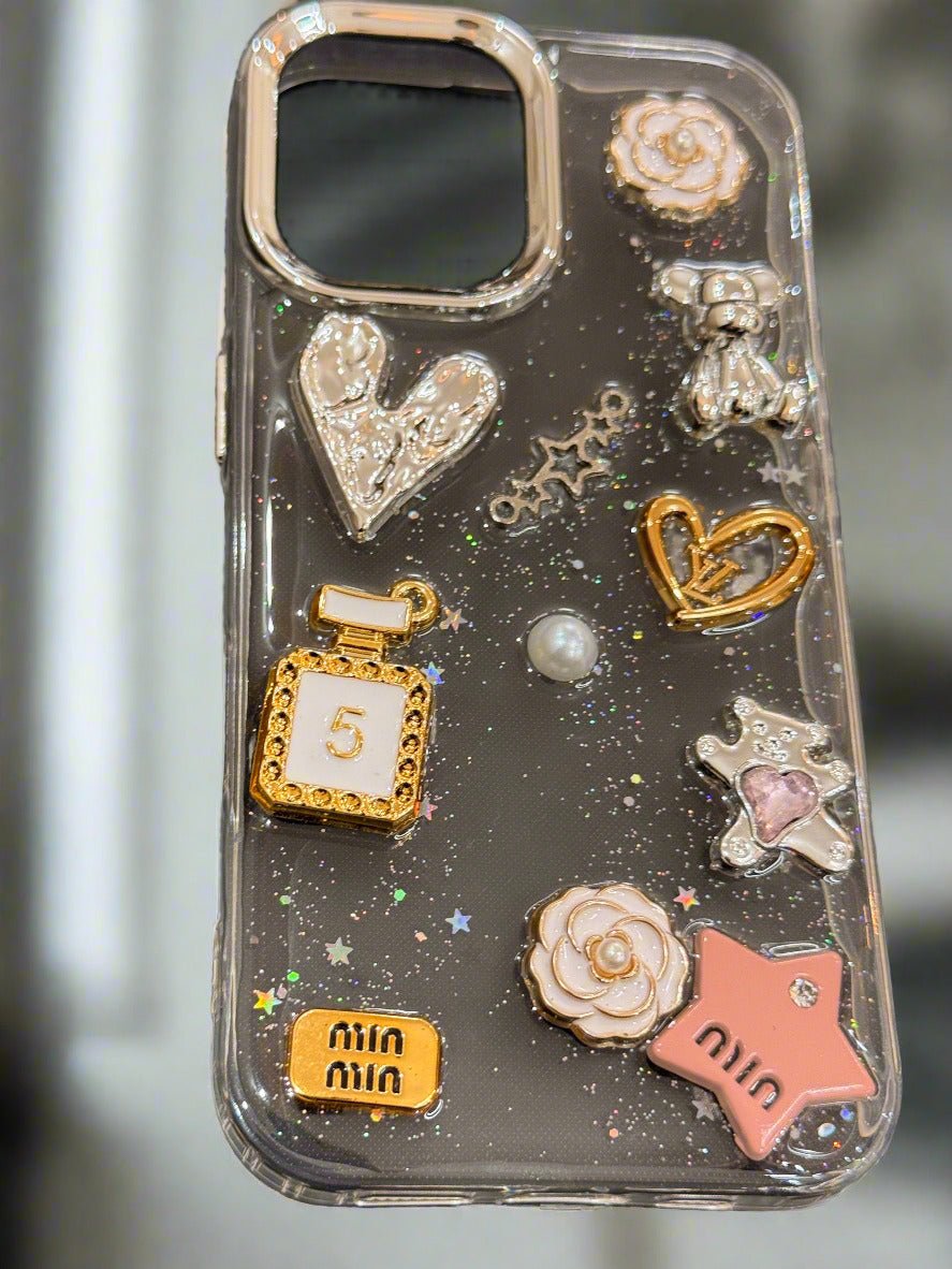 3D Glitter Charms Shockproof Case for iPhone 16