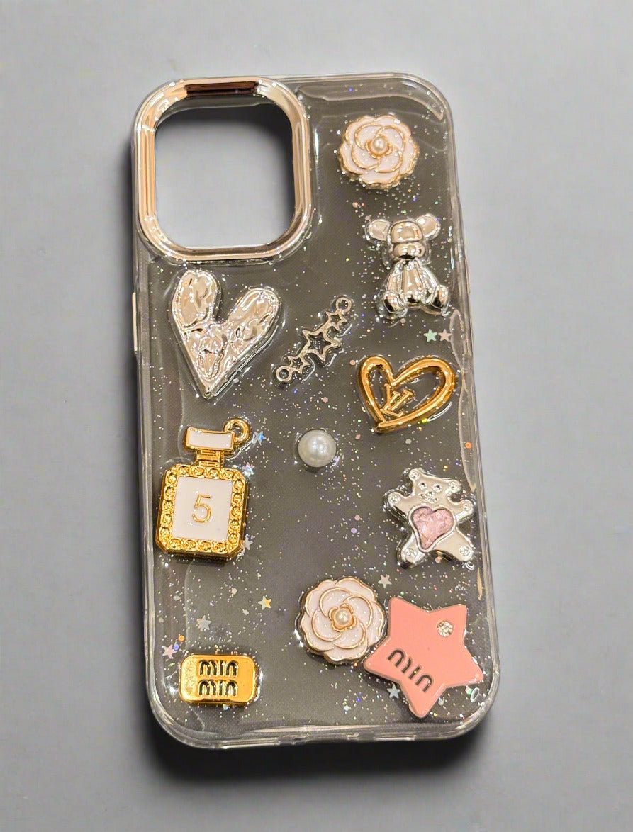 3D Glitter Charms Shockproof Case for iPhone 16