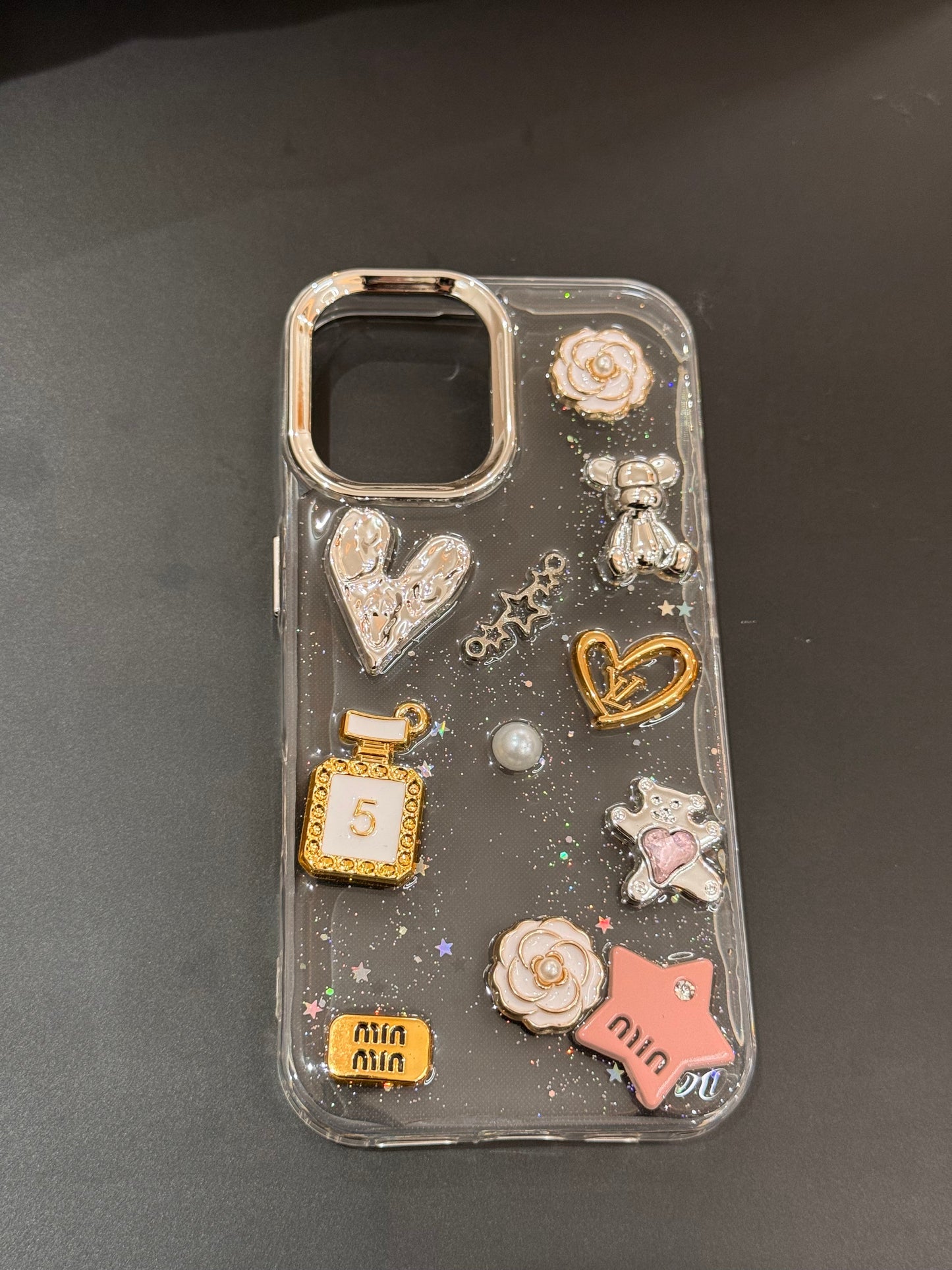 3D Glitter Charms Shockproof Case for iPhone 16