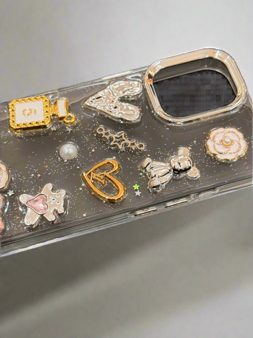 3D Glitter Charms Shockproof Case for iPhone 16