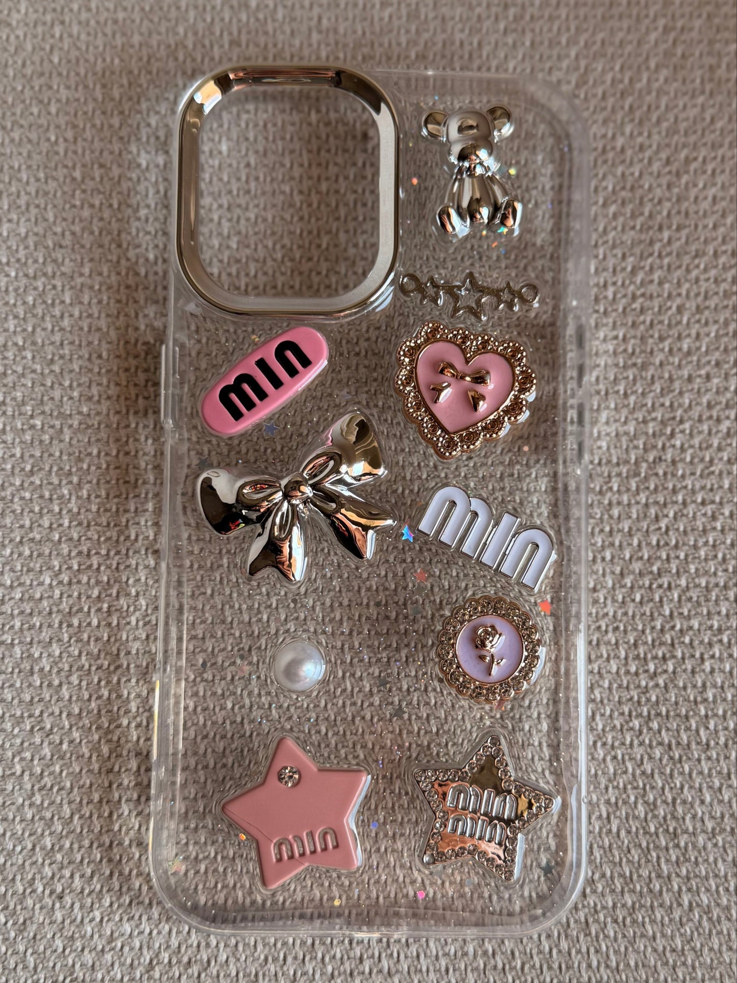 3D Glitter Charms Shockproof Case for iPhone 16 - Stylish & Durable