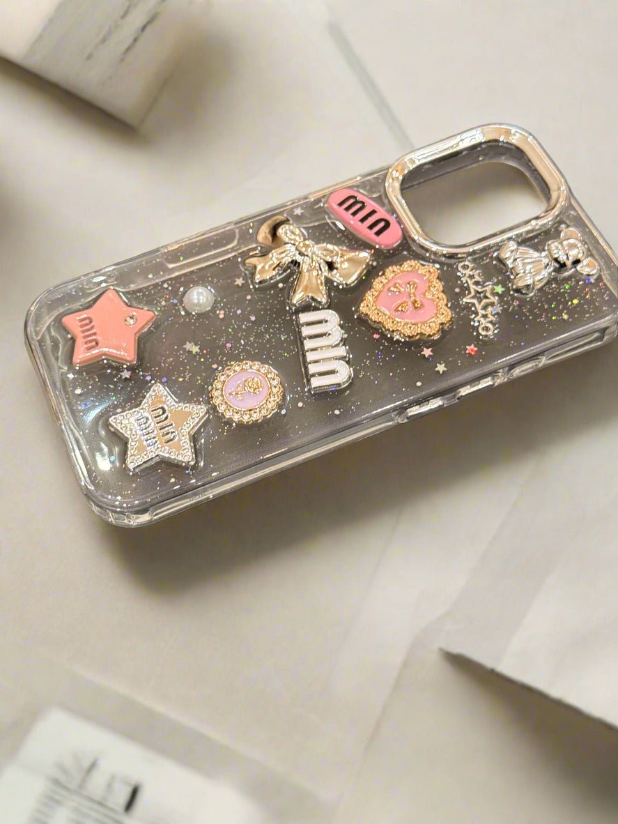 3D Glitter Charms Shockproof Case for iPhone 16 - Stylish & Durable