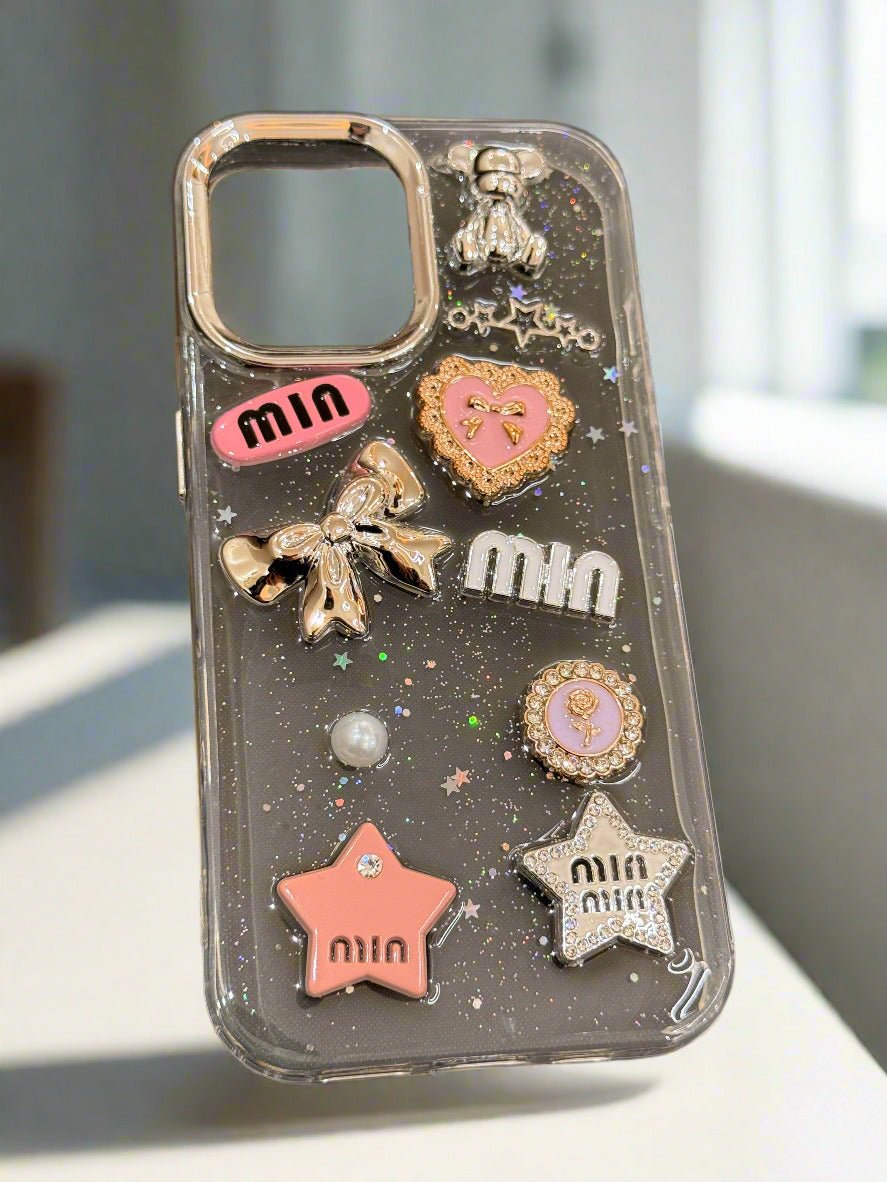 3D Glitter Charms Shockproof Case for iPhone 16 - Stylish & Durable