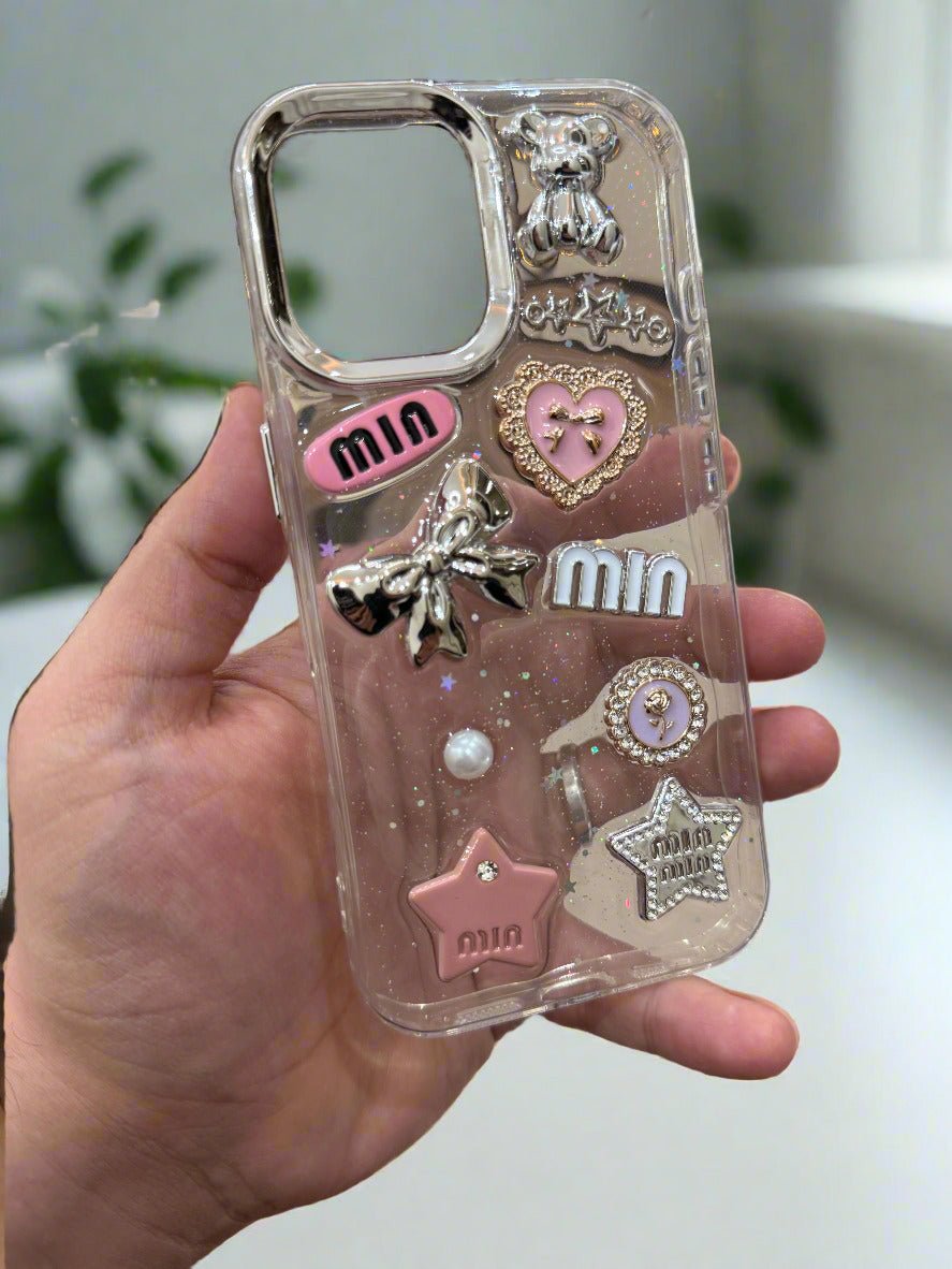 3D Glitter Charms Shockproof Case for iPhone 16 - Stylish & Durable