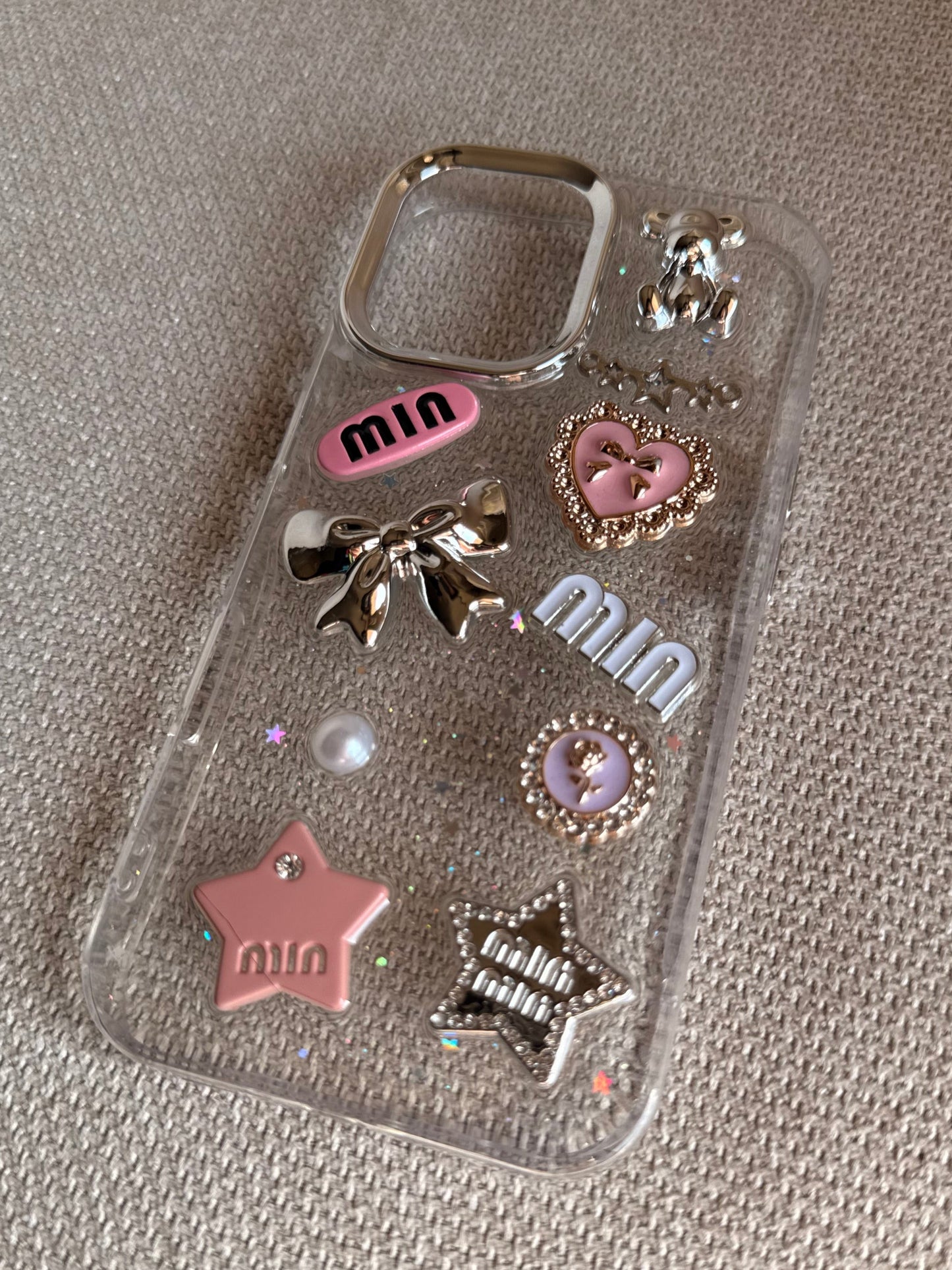 3D Glitter Charms Shockproof Case for iPhone 16 - Stylish & Durable
