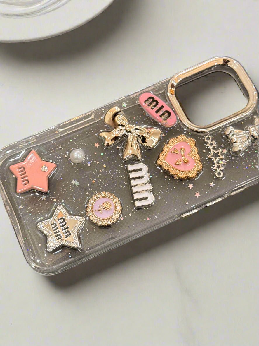 3D Glitter Charms Shockproof Case for iPhone 16 - Stylish & Durable