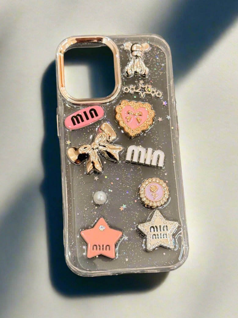 3D Glitter Charms Shockproof Case for iPhone 16 - Stylish & Durable