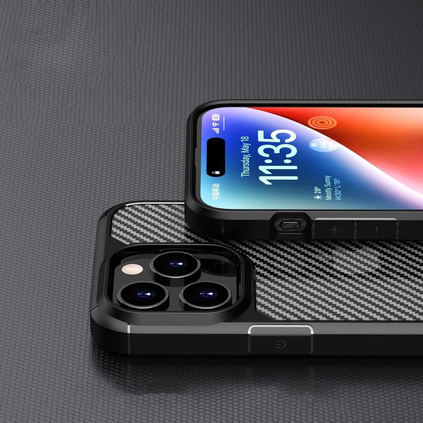 Berlia Carbon Fiber Back Cover iPhone 15 Pro Max Proof Military Grade
