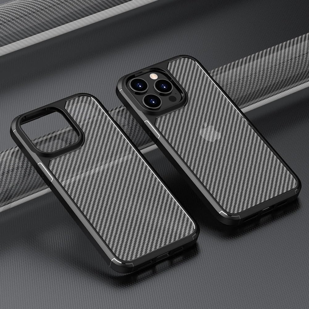 Berlia Carbon Fiber Back Cover iPhone 15 Pro Max Proof Military Grade