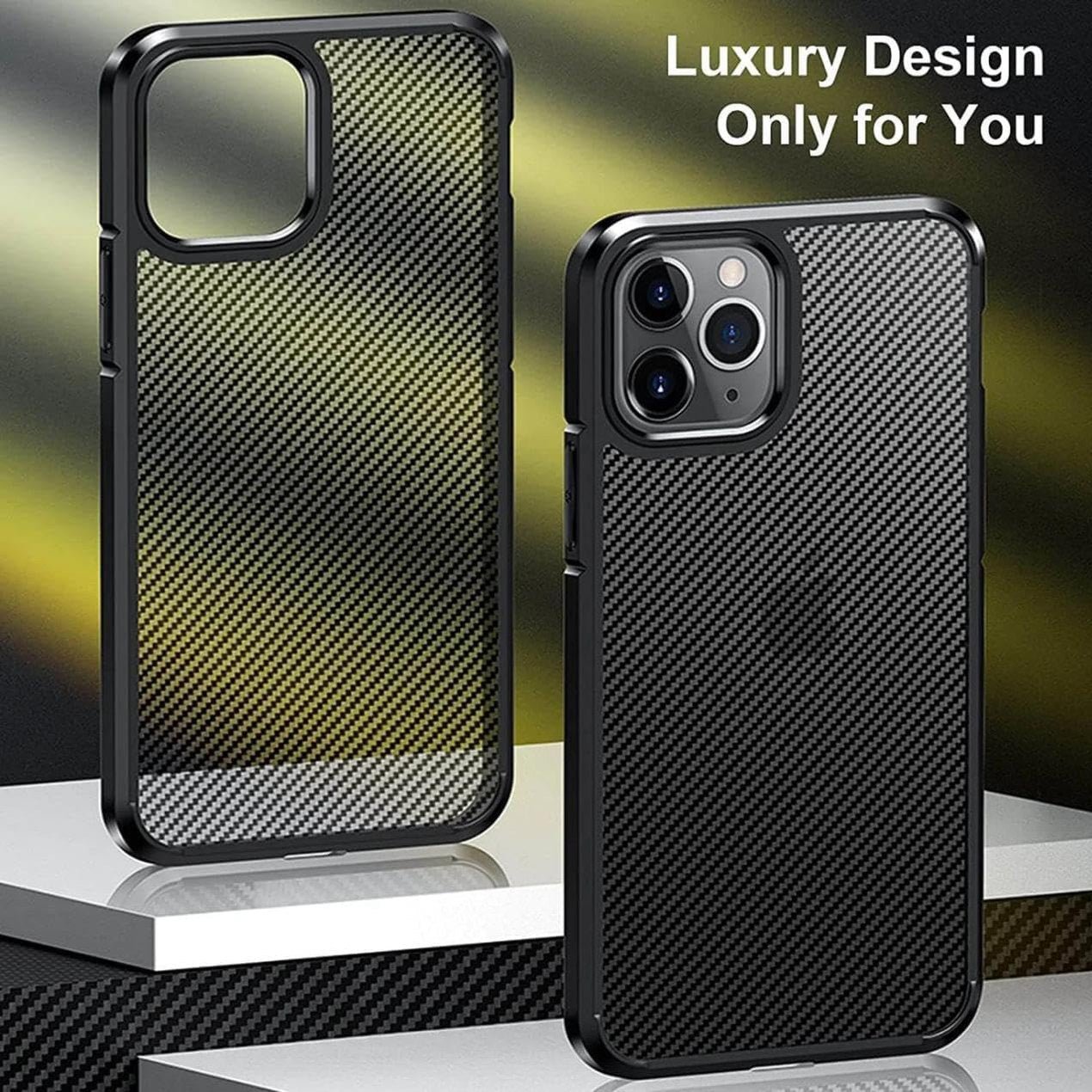 Berlia Carbon Fiber Back Cover iPhone 15 Pro Max Proof Military Grade