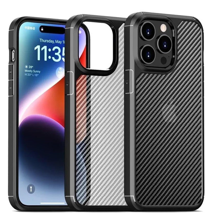 Berlia Carbon Fiber Back Cover iPhone 15 Pro Max Proof Military Grade