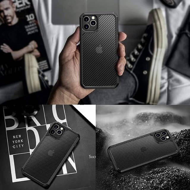 Berlia Carbon Fiber Back Cover iPhone 15 Pro Max Proof Military Grade