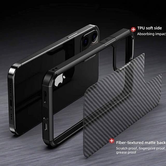 Berlia Carbon Fiber Back Cover iPhone 15 Pro Max Proof Military Grade