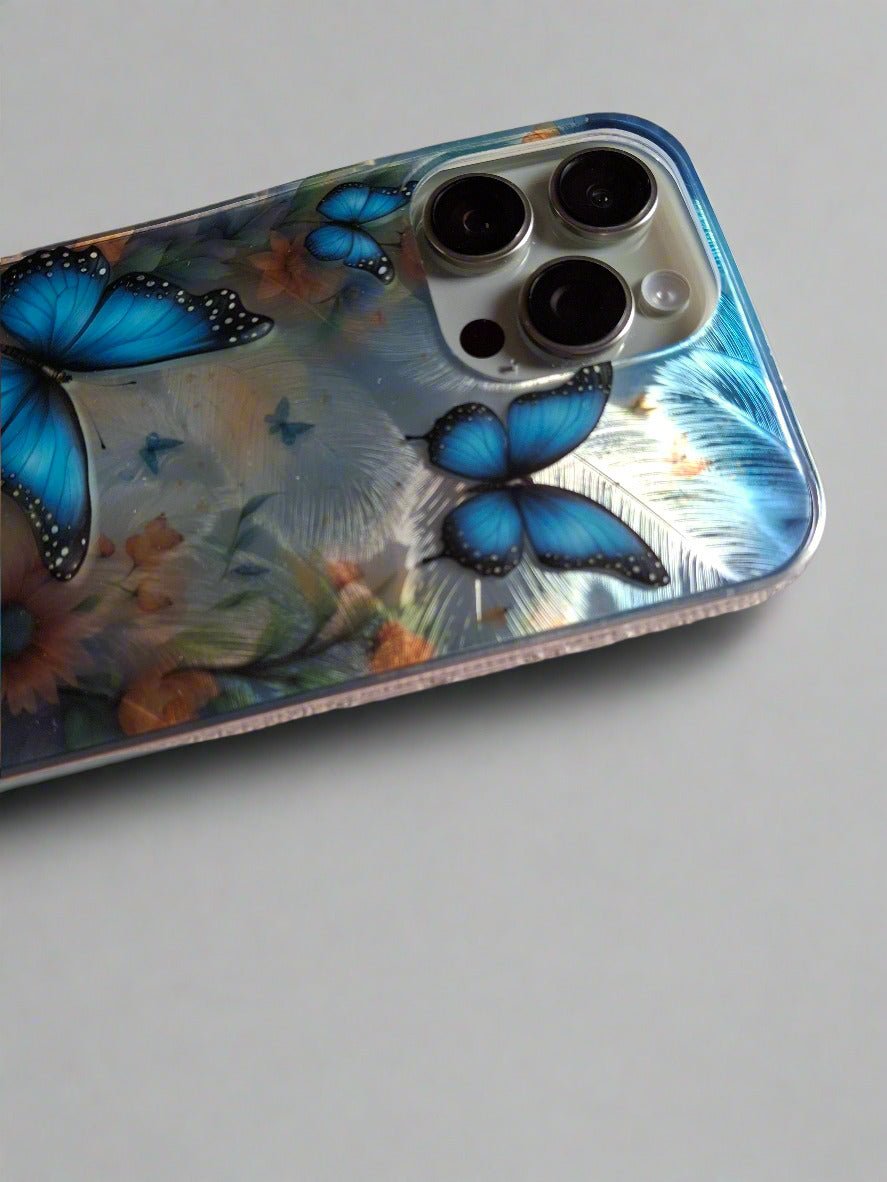 Butterflies Flowers Shadow Shell Shockproof Case for iPhone 16 Pro Max