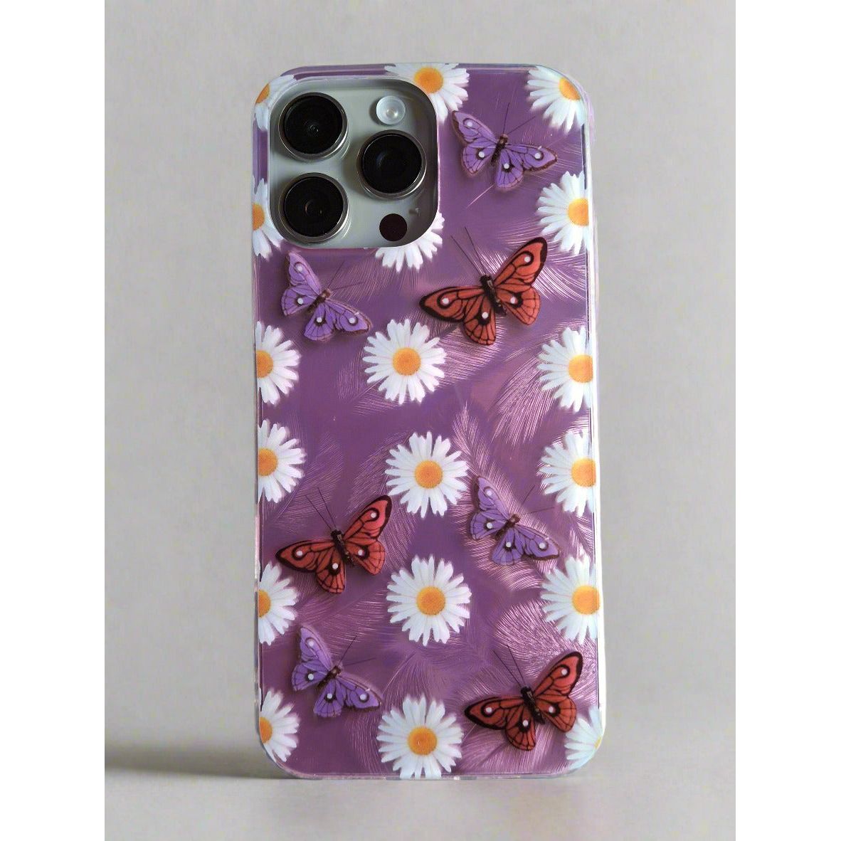 Butterflies White Flowers Shadow Shell Shockproof Case for iPhone 16 Pro Max