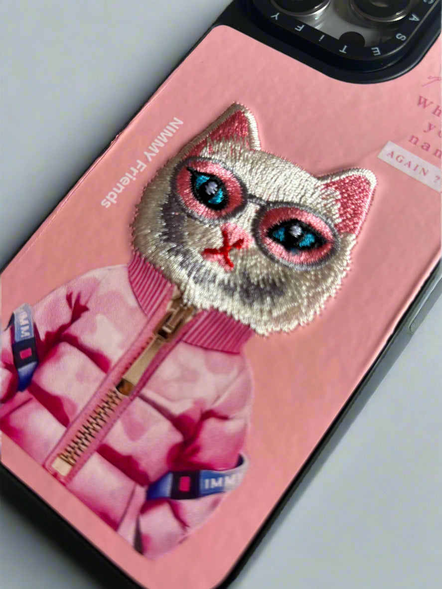 Casetify Nimmy Friends Pink cat 3D embroidered iPhone case