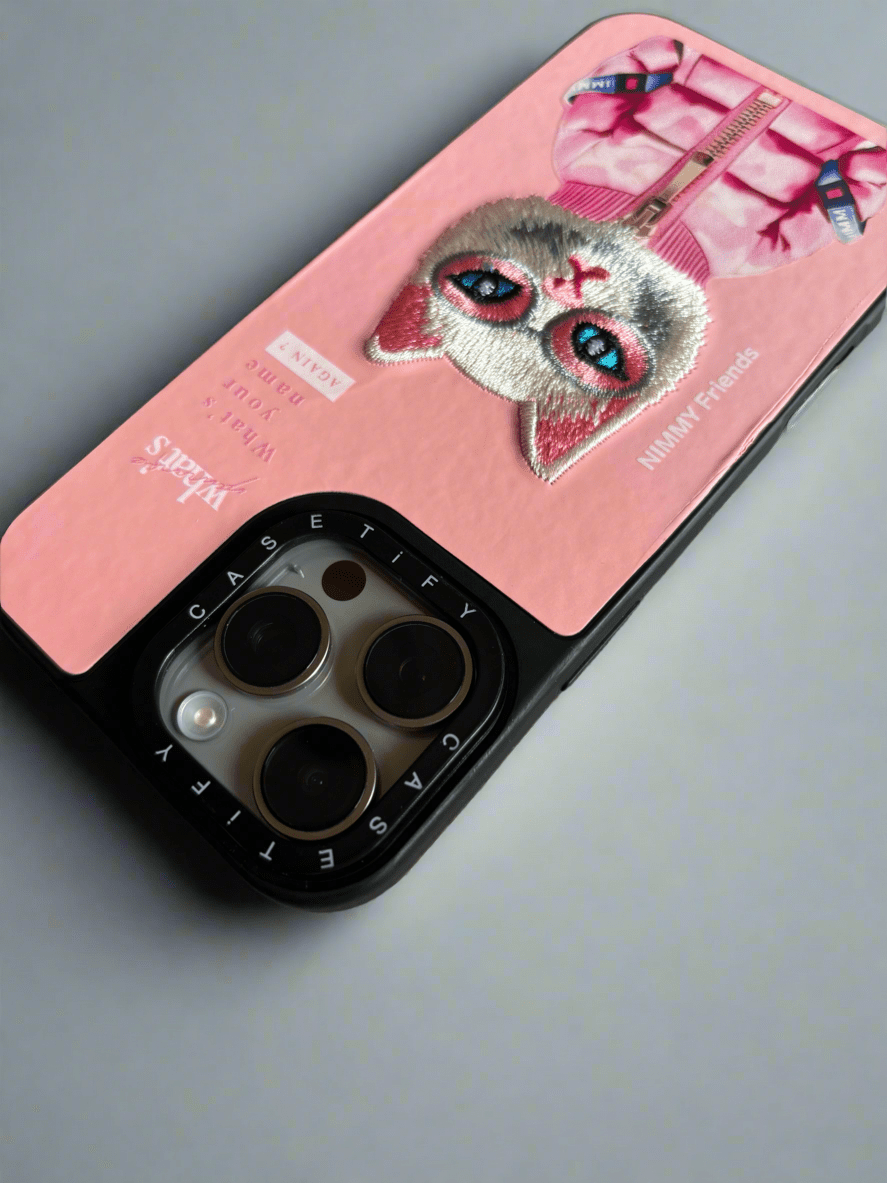 Casetify Nimmy Friends Pink cat 3D embroidered iPhone case