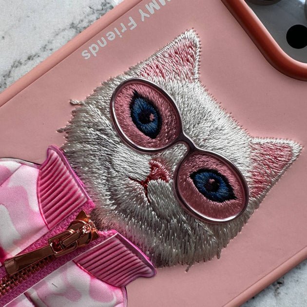 Casetify Nimmy Friends Pink cat 3D embroidered iPhone case