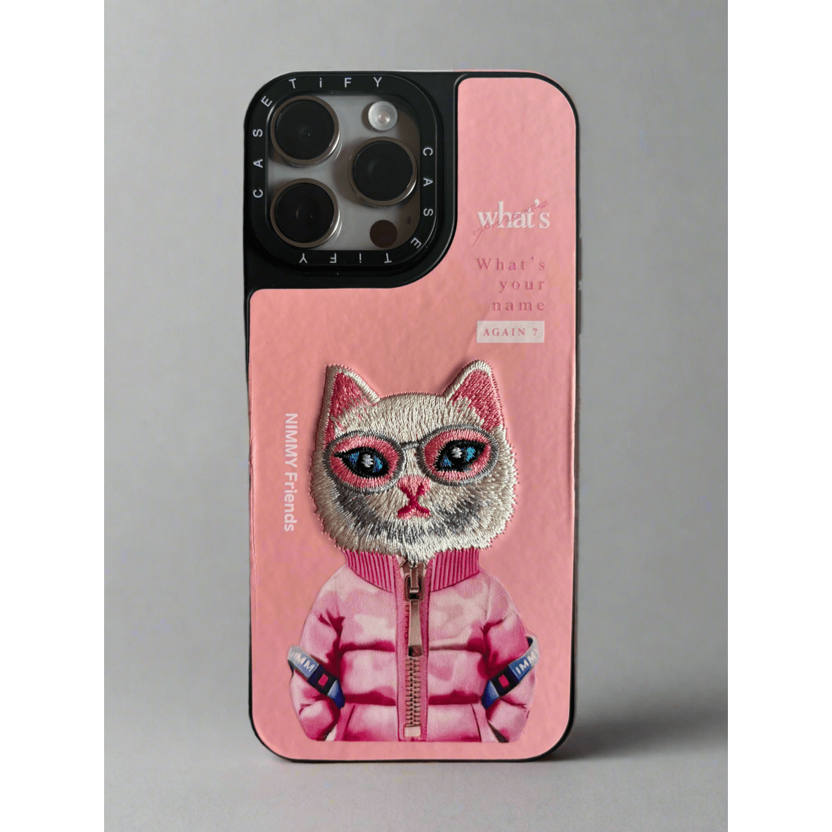 Casetify Nimmy Friends Pink cat 3D embroidered iPhone case