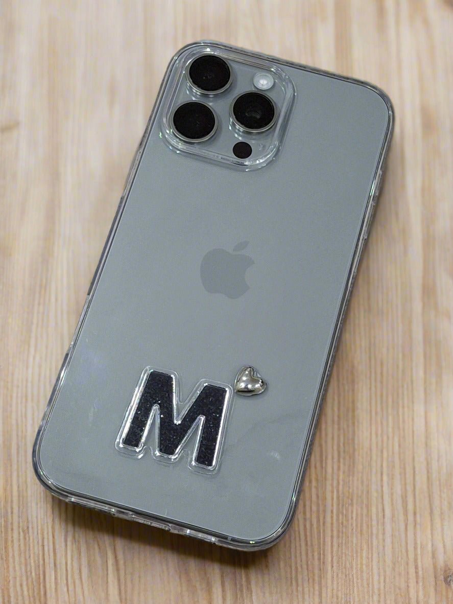 Designer's Collection Tpu Soft Clear Gift Case for iPhone 16 Pro Max Letter & Heart 🖤