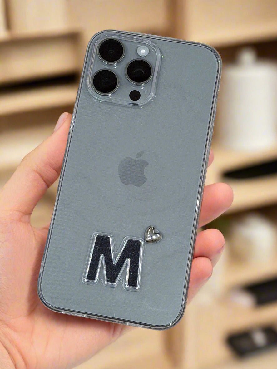 Designer's Collection Tpu Soft Clear Gift Case for iPhone 16 Pro Max Letter & Heart 🖤