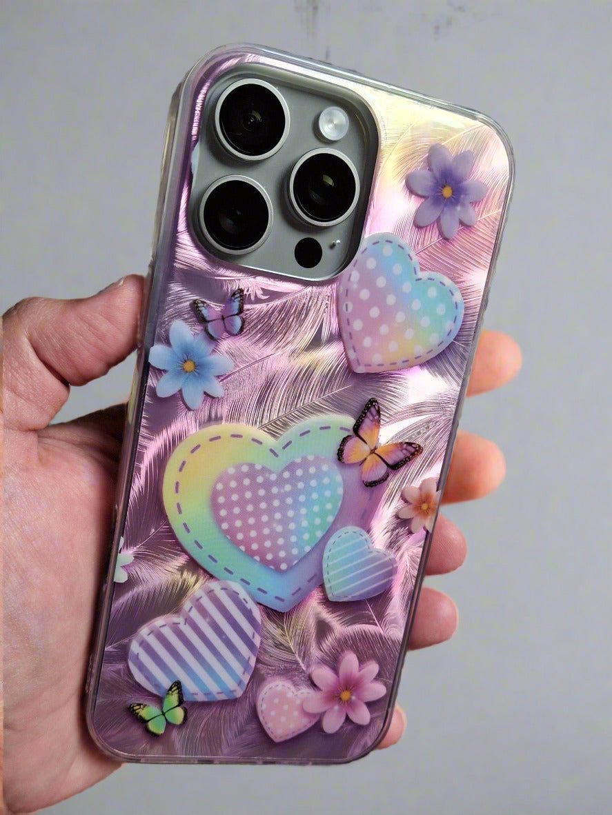 Hearts Butterflies & Flowers Shell Shockproof Case for iPhone 16 Pro Max