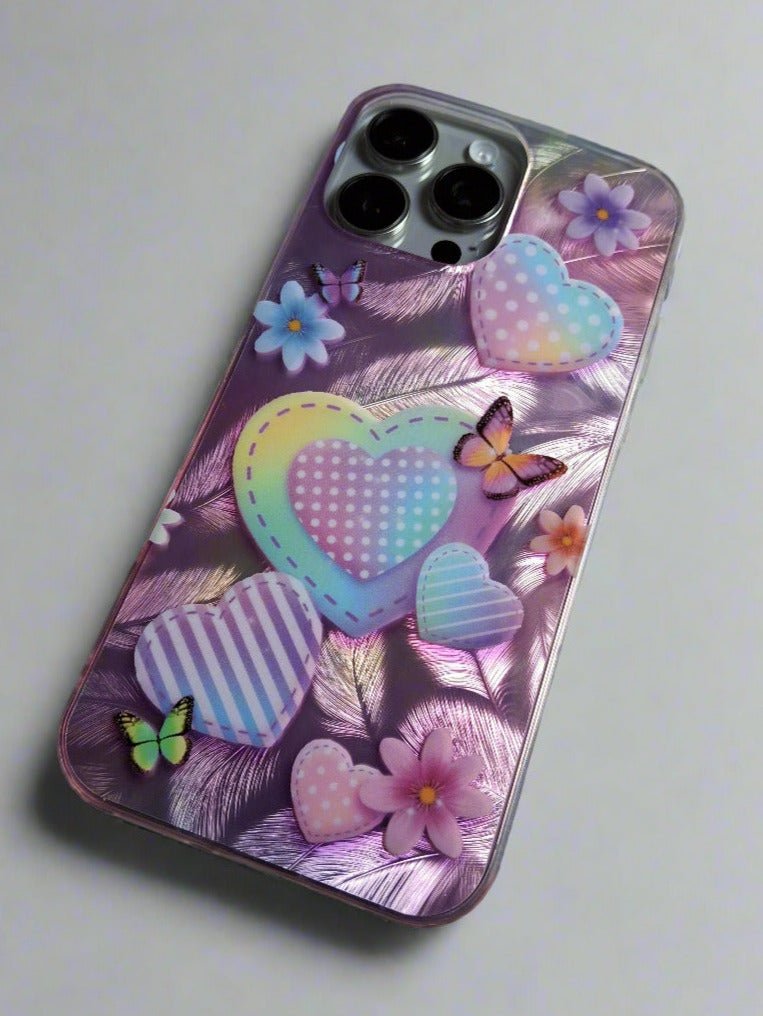 Hearts Butterflies & Flowers Shell Shockproof Case for iPhone 16 Pro Max