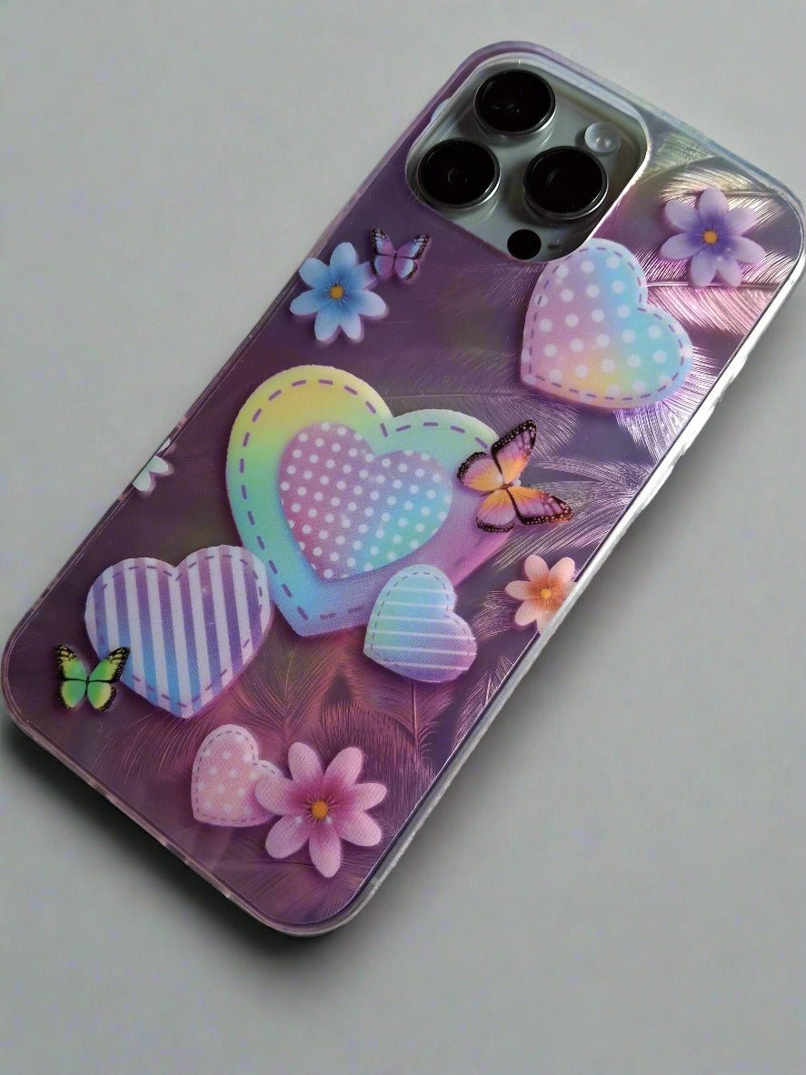 Hearts Butterflies & Flowers Shell Shockproof Case for iPhone 16 Pro Max