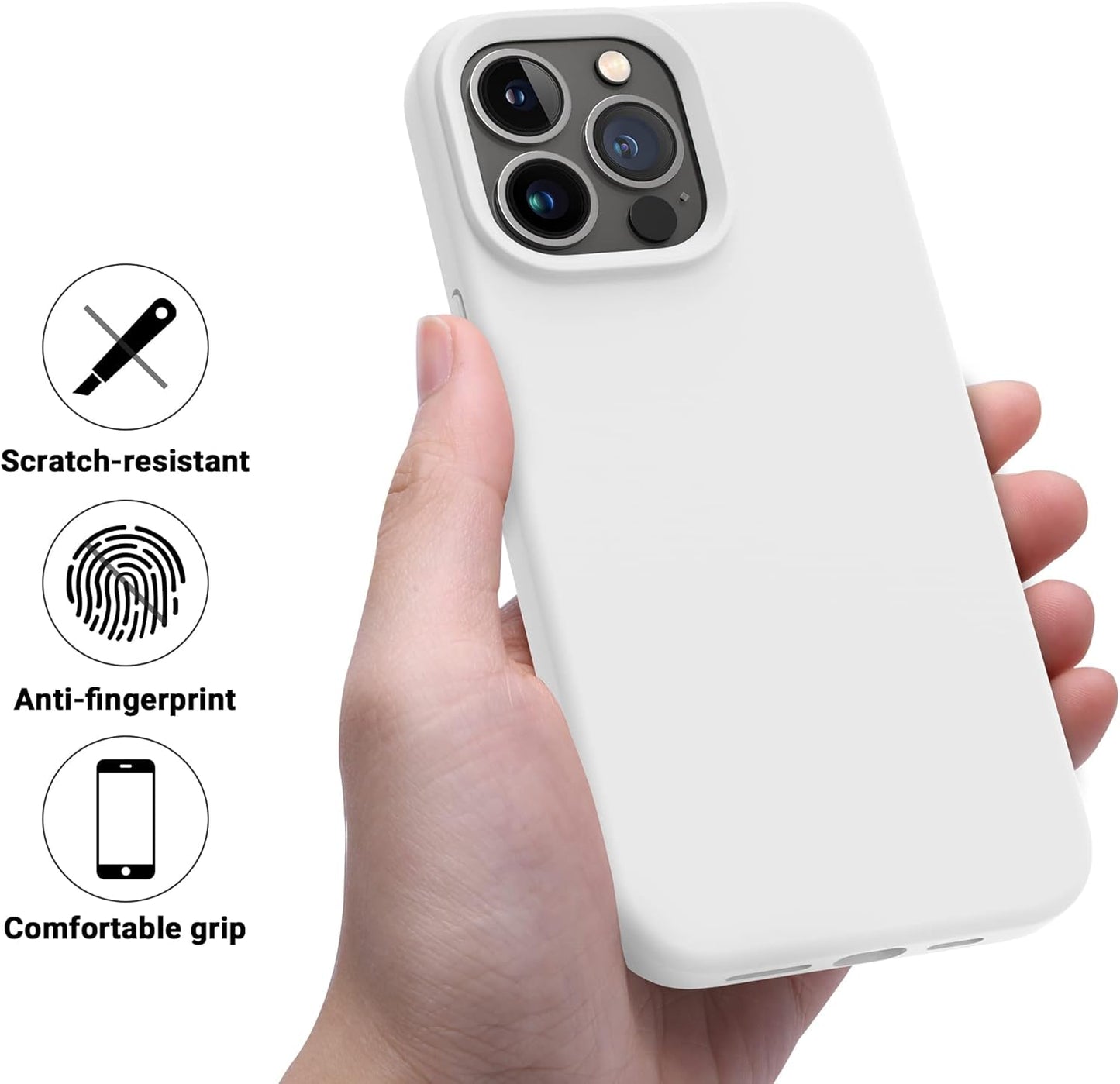 iPhone 14 Pro (6.1 Inch) Case, Liquid Silicone Case, Full Body Protective Cover, Shockproof, Slim Phone Case, Anti - Scratch Soft Microfiber Lining - Mobnizer.com
