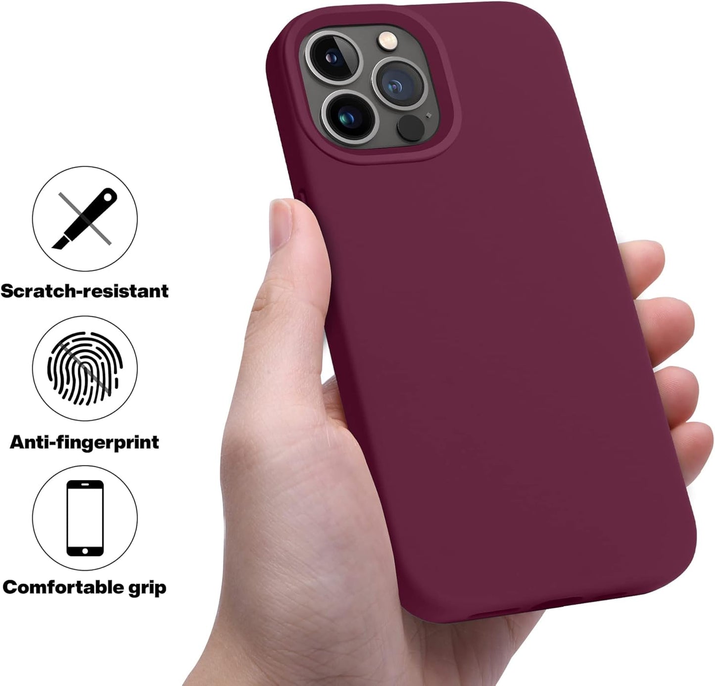 iPhone 14 Pro (6.1 Inch) Case, Liquid Silicone Case, Full Body Protective Cover, Shockproof, Slim Phone Case, Anti - Scratch Soft Microfiber Lining - Mobnizer.com