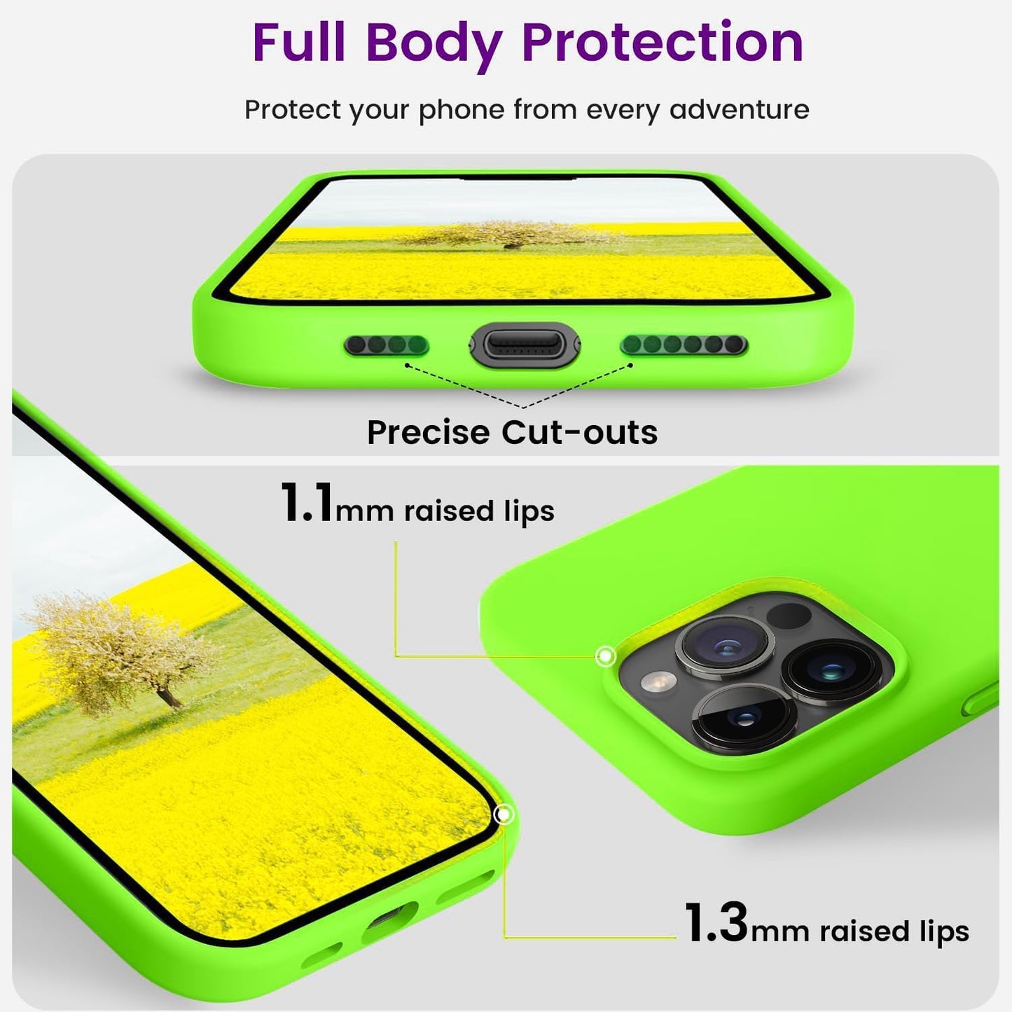 iPhone 14 Pro (6.1 Inch) Case, Liquid Silicone Case, Full Body Protective Cover, Shockproof, Slim Phone Case, Anti - Scratch Soft Microfiber Lining - Mobnizer.com