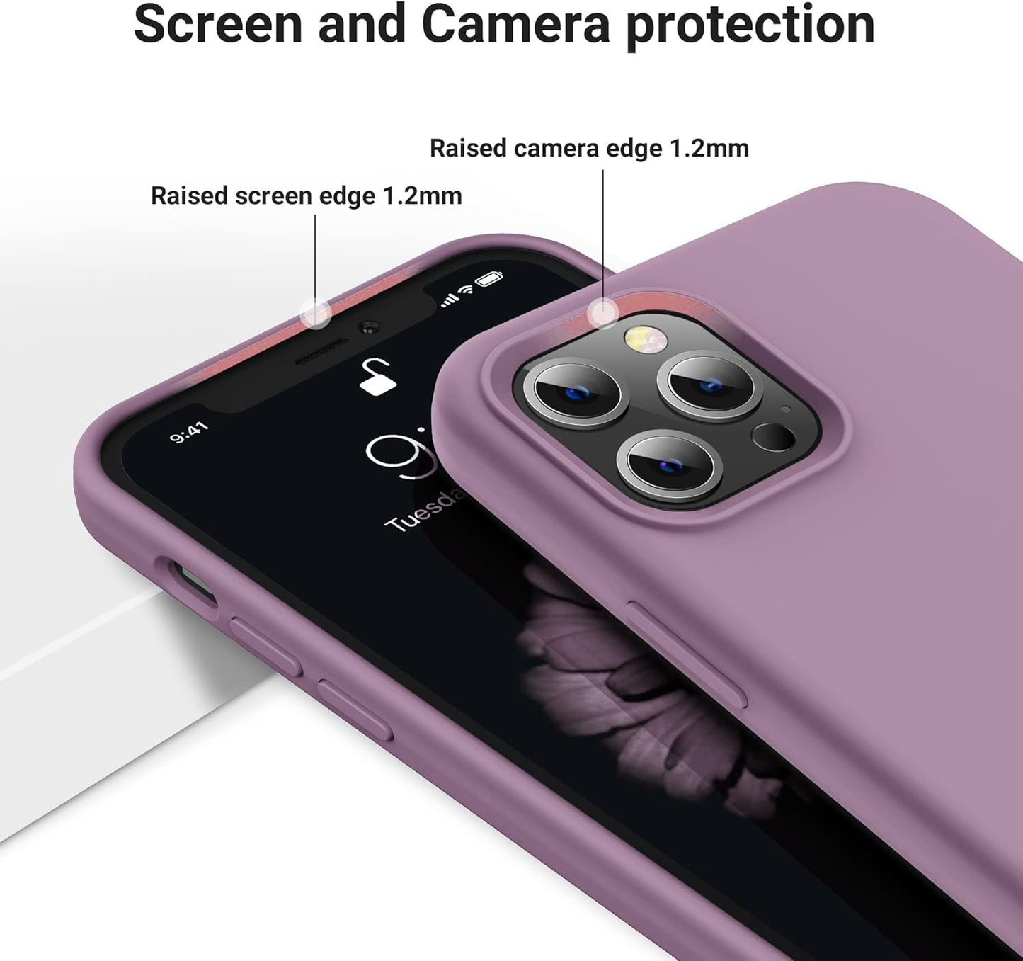 iPhone 14 Pro (6.1 Inch) Case, Liquid Silicone Case, Full Body Protective Cover, Shockproof, Slim Phone Case, Anti - Scratch Soft Microfiber Lining - Mobnizer.com
