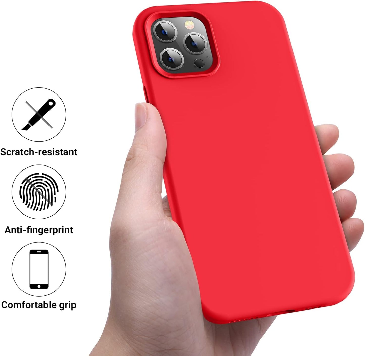 iPhone 14 Pro (6.1 Inch) Case, Liquid Silicone Case, Full Body Protective Cover, Shockproof, Slim Phone Case, Anti - Scratch Soft Microfiber Lining - Mobnizer.com