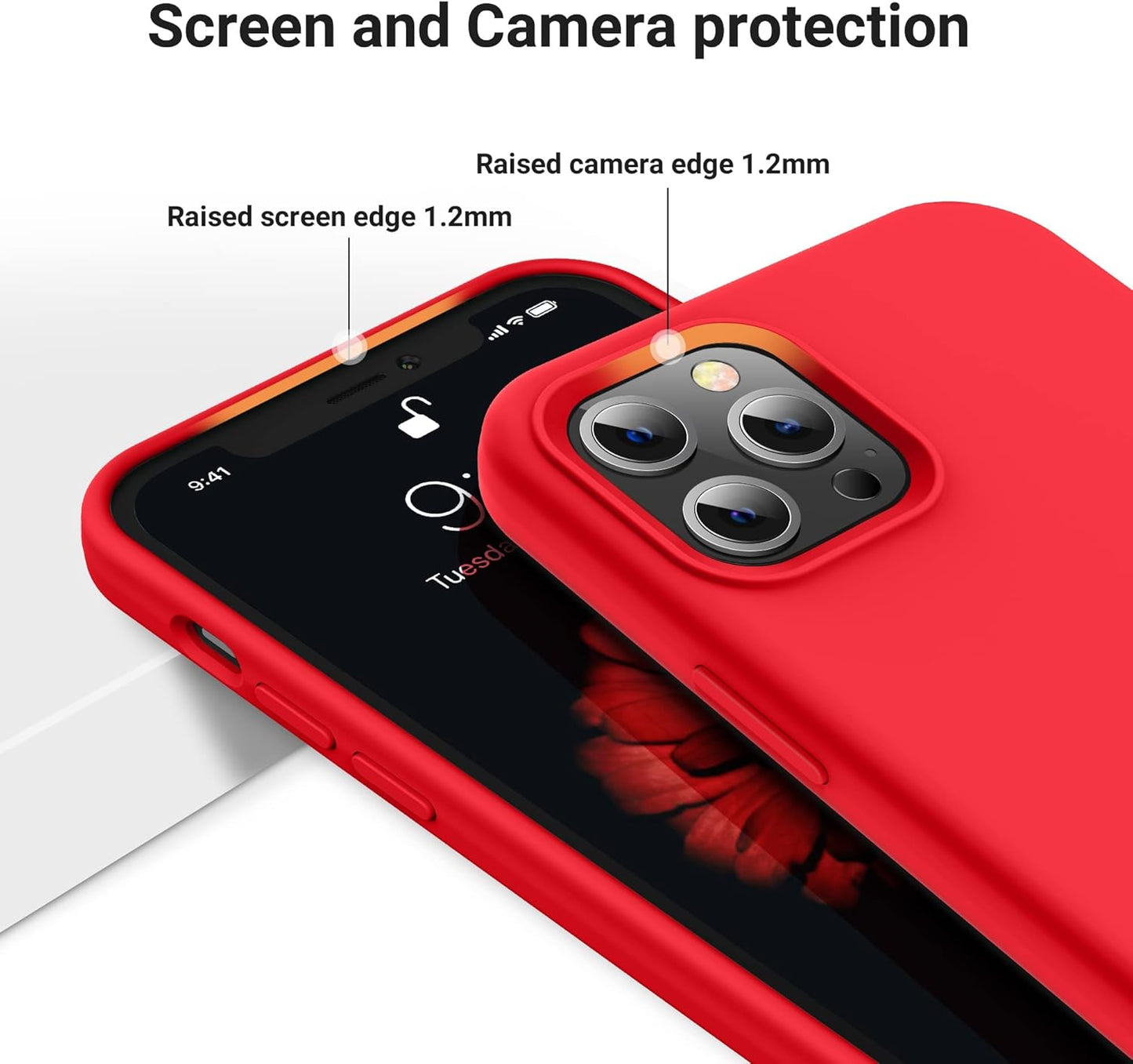 iPhone 14 Pro (6.1 Inch) Case, Liquid Silicone Case, Full Body Protective Cover, Shockproof, Slim Phone Case, Anti - Scratch Soft Microfiber Lining - Mobnizer.com
