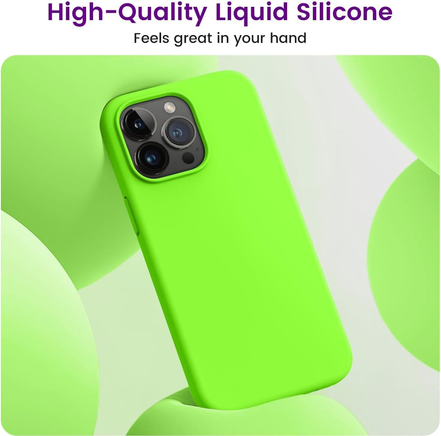 iPhone 14 Pro (6.1 Inch) Case, Liquid Silicone Case, Full Body Protective Cover, Shockproof, Slim Phone Case, Anti - Scratch Soft Microfiber Lining - Mobnizer.com