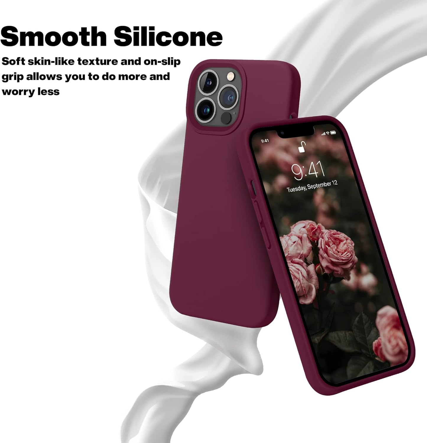 iPhone 14 Pro (6.1 Inch) Case, Liquid Silicone Case, Full Body Protective Cover, Shockproof, Slim Phone Case, Anti - Scratch Soft Microfiber Lining - Mobnizer.com