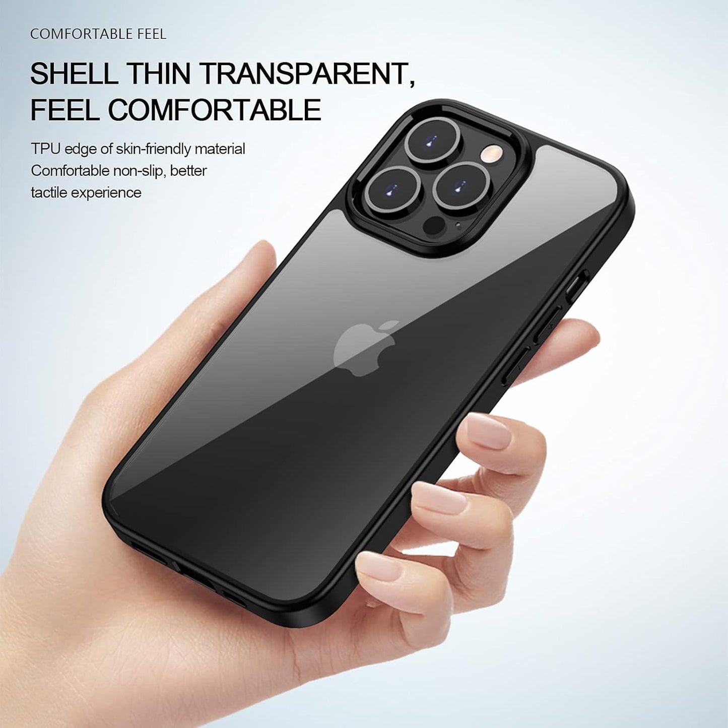 JUMOO Black Soft TPU Bumper Hard PC Case Shockproof Cover for iPhone
