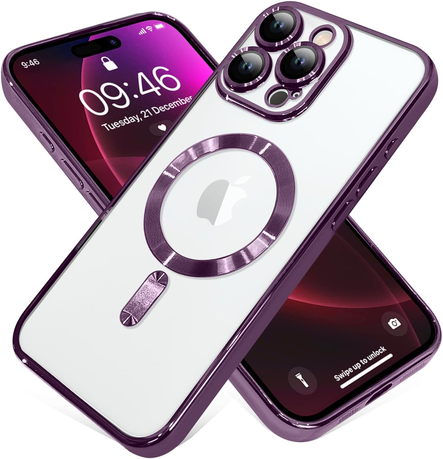 Magnetic Case for iPhone 16 Pro Soft TPU Anti-Scratch Shockproof Protective Slim Clear Case - Black