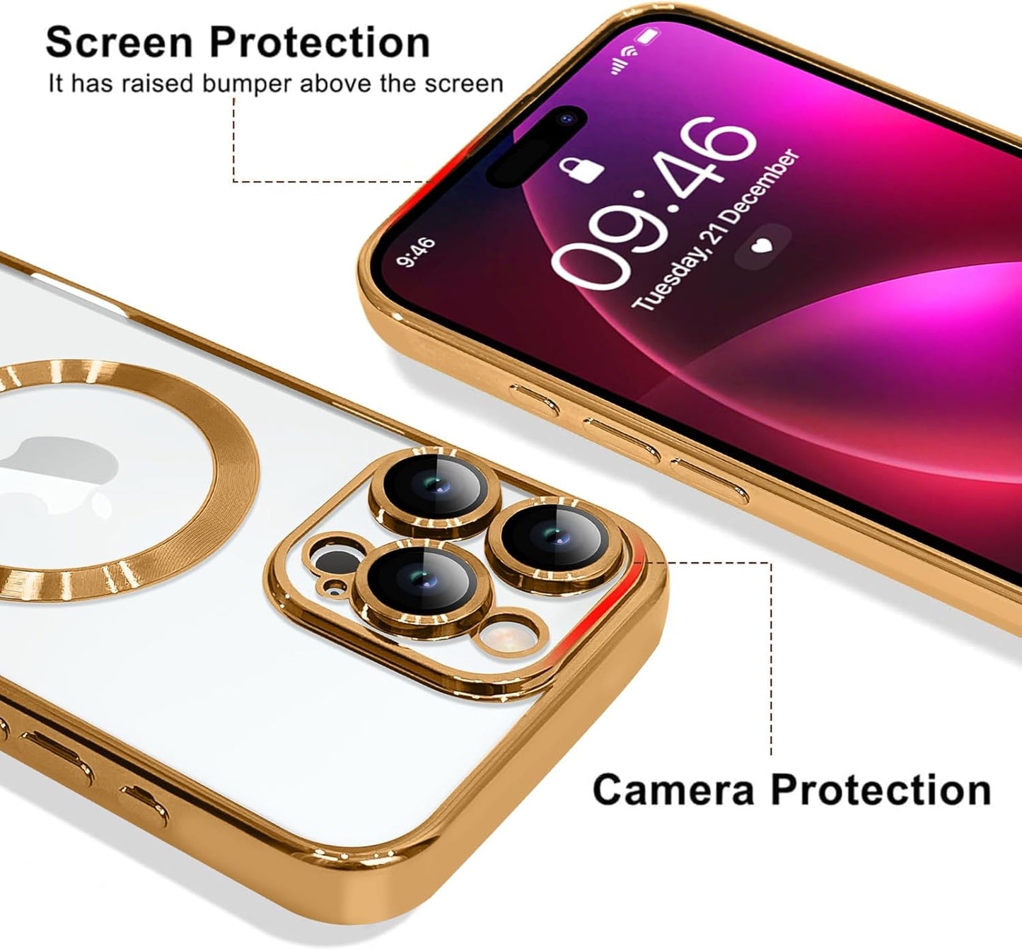 Magnetic Case for iPhone 16 Pro Soft TPU Anti-Scratch Shockproof Protective Slim Clear Case - Black