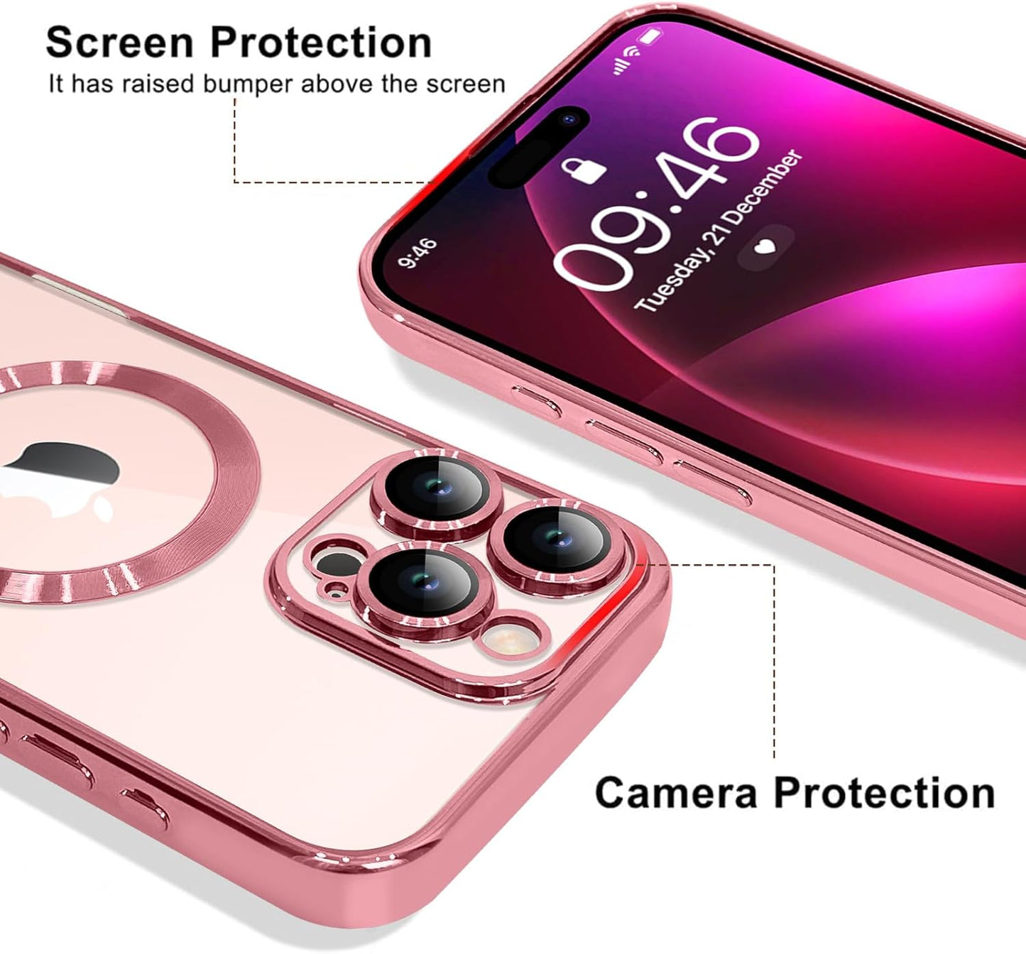 Magnetic Case for iPhone 16 Pro Soft TPU Anti-Scratch Shockproof Protective Slim Clear Case - Black