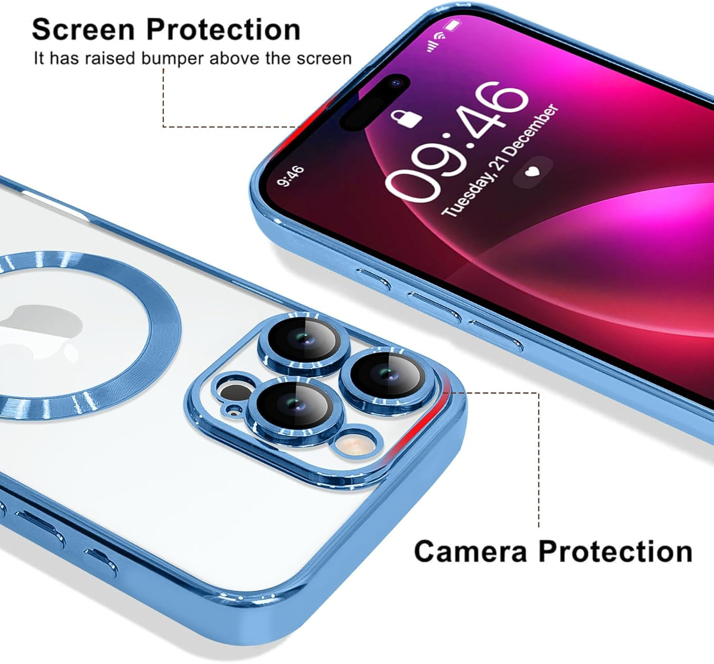 Magnetic Case for iPhone 16 Pro Soft TPU Anti-Scratch Shockproof Protective Slim Clear Case - Black