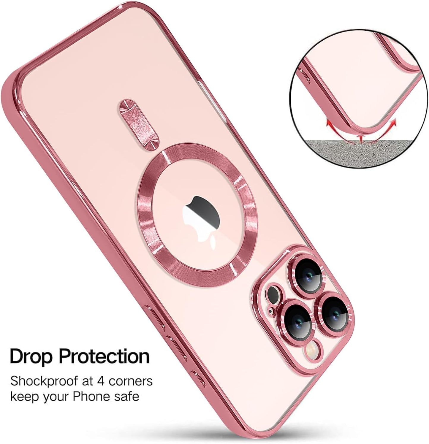Magnetic Case for iPhone 16 Pro Soft TPU Anti-Scratch Shockproof Protective Slim Clear Case - Black