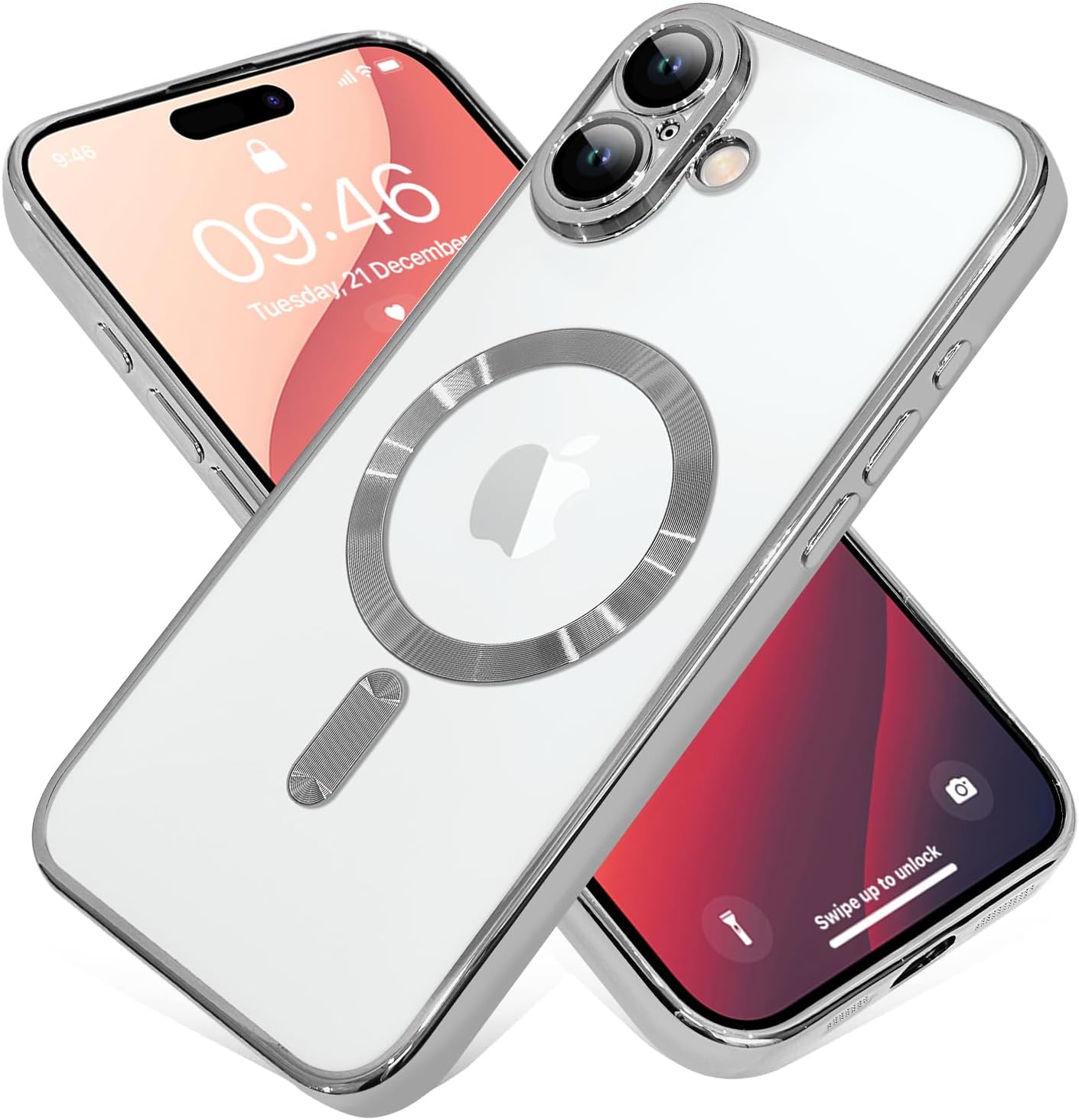 Magnetic Case for iPhone 16 Pro Soft TPU Anti-Scratch Shockproof Protective Slim Clear Case - Black