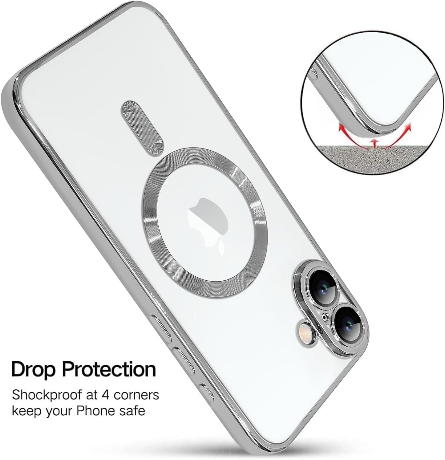 Magnetic Case for iPhone 16 Pro Soft TPU Anti-Scratch Shockproof Protective Slim Clear Case - Black
