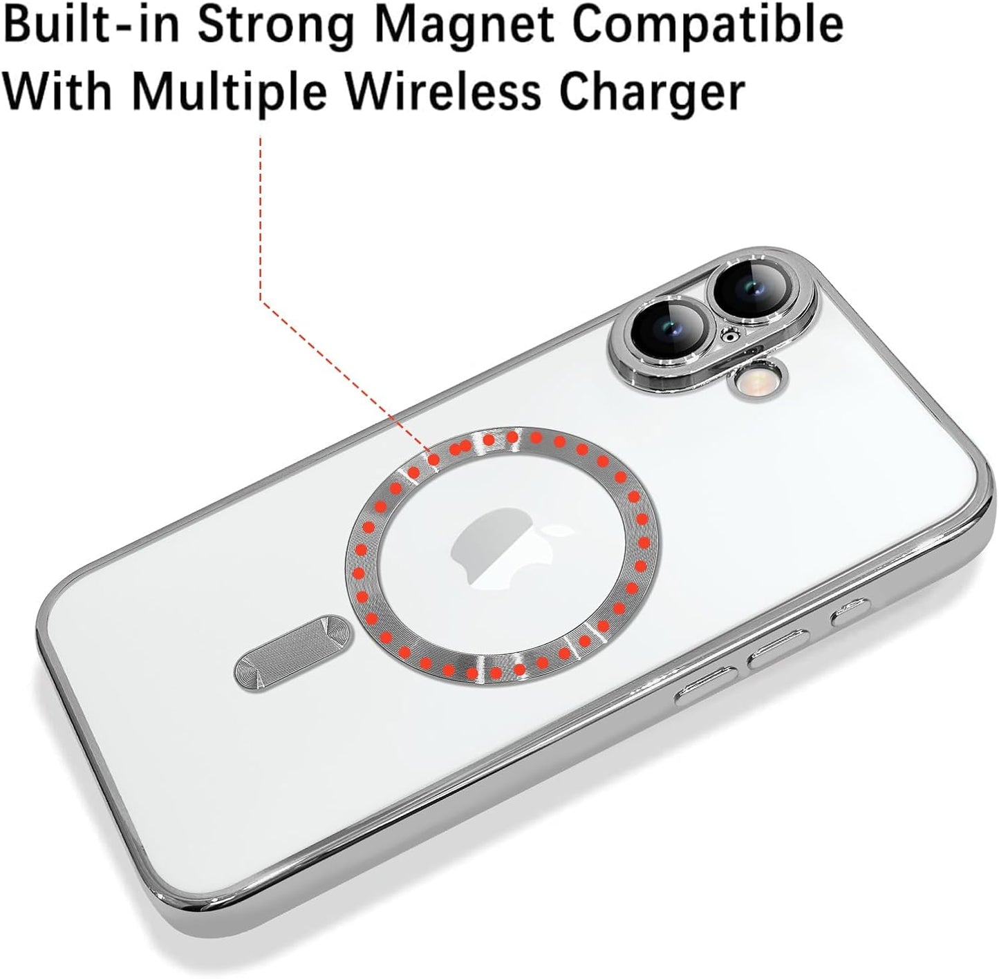 Magnetic Case for iPhone 16 Pro Soft TPU Anti-Scratch Shockproof Protective Slim Clear Case - Black