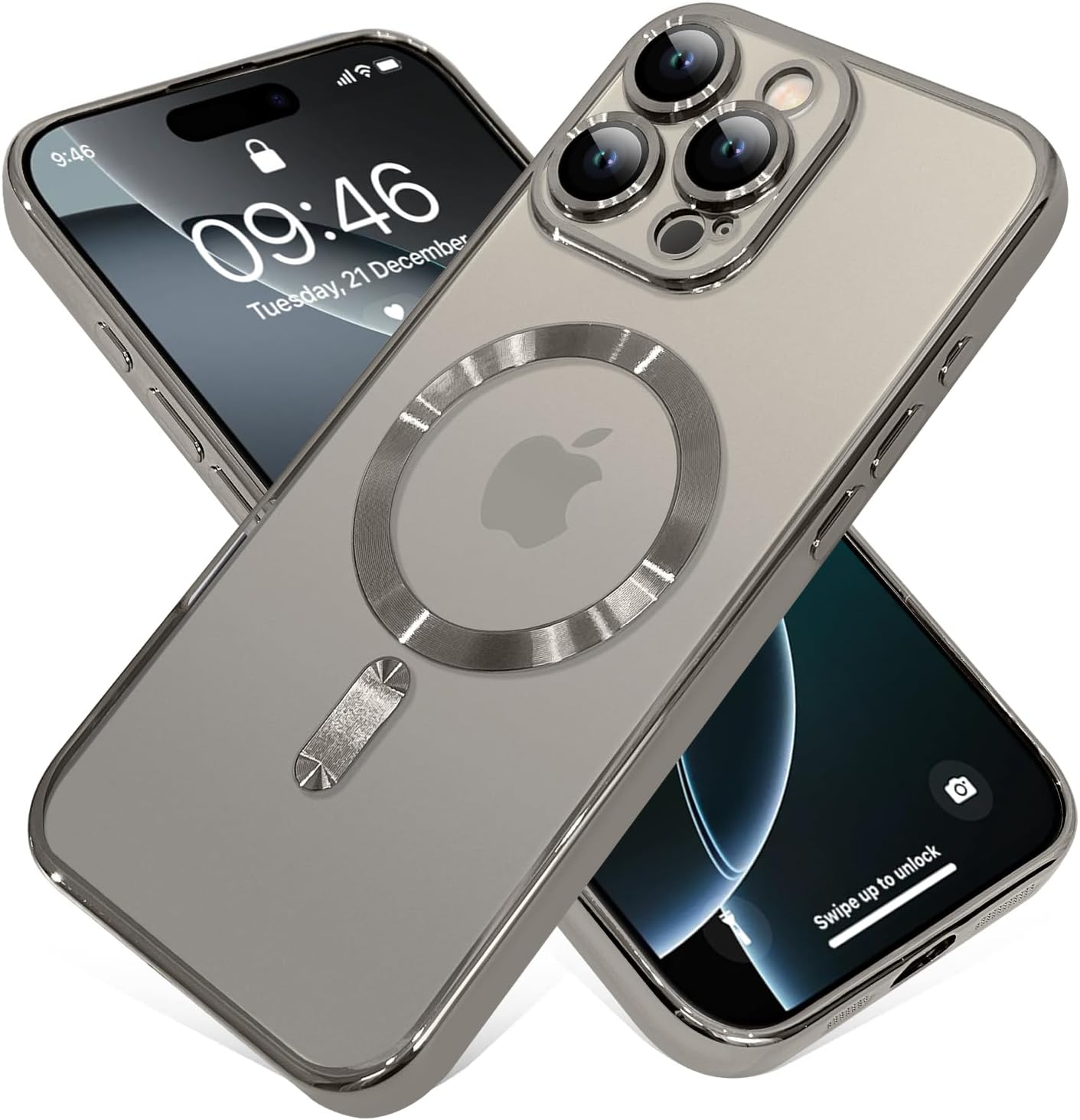Magnetic Case for iPhone 16 Pro Soft TPU Anti-Scratch Shockproof Protective Slim Clear Case - Black