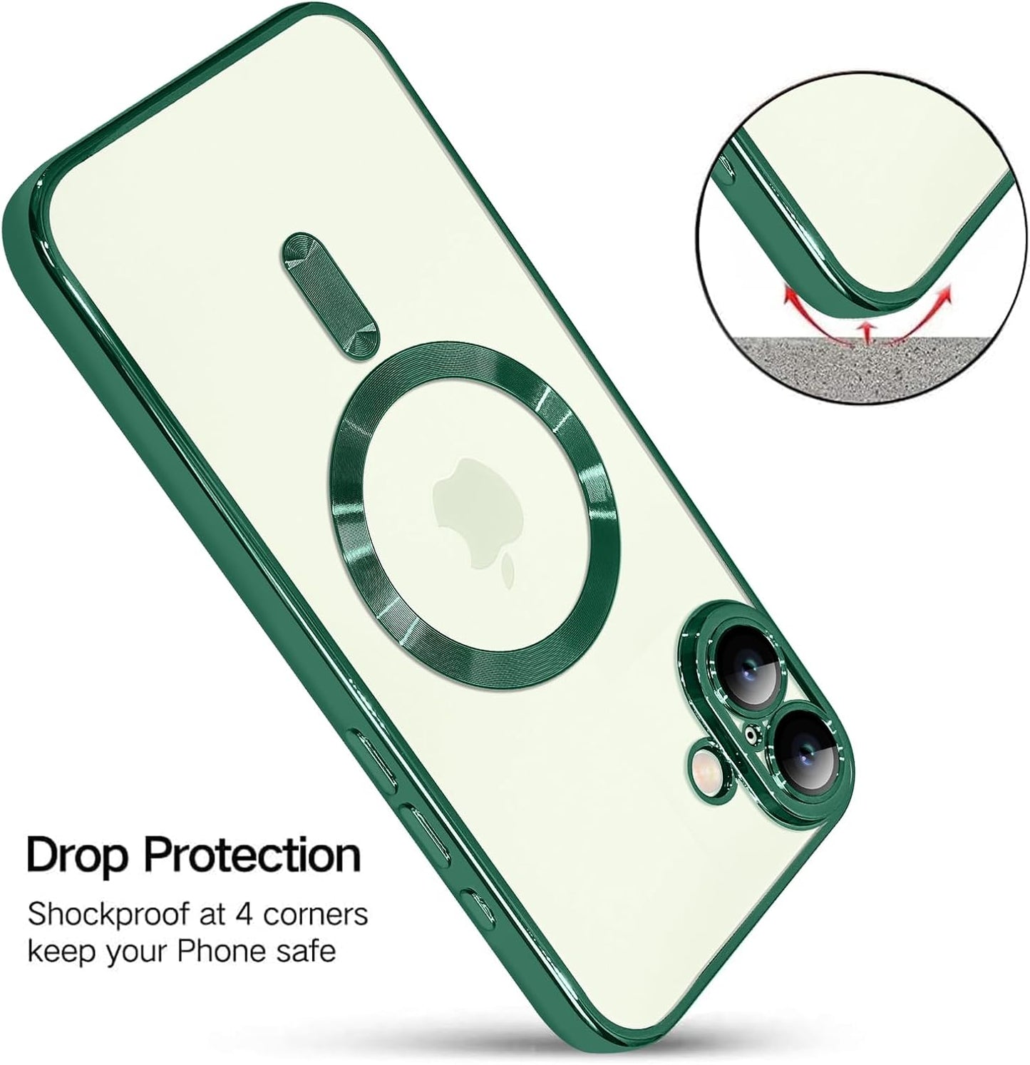 Magnetic Case for iPhone 16 Pro Soft TPU Anti-Scratch Shockproof Protective Slim Clear Case - Black