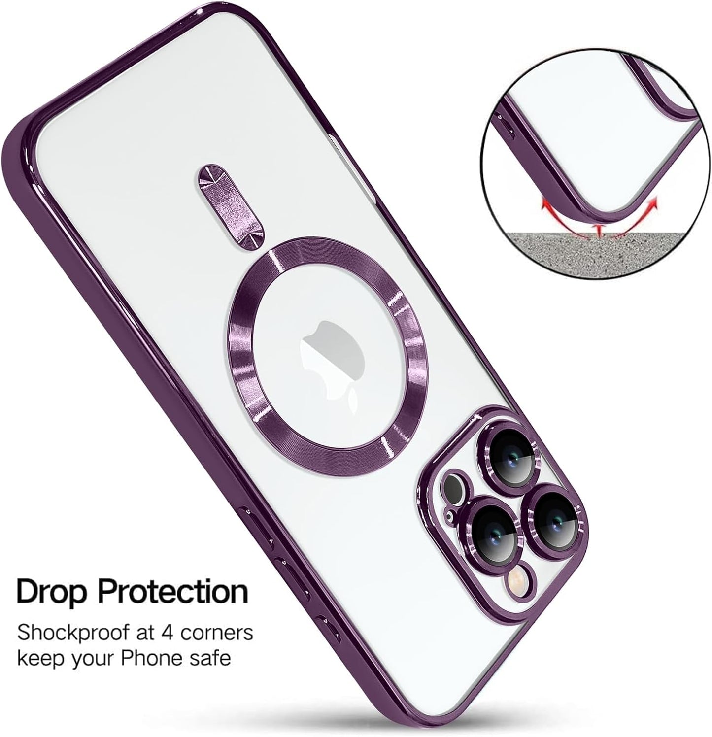Magnetic Case for iPhone 16 Pro Soft TPU Anti-Scratch Shockproof Protective Slim Clear Case - Black